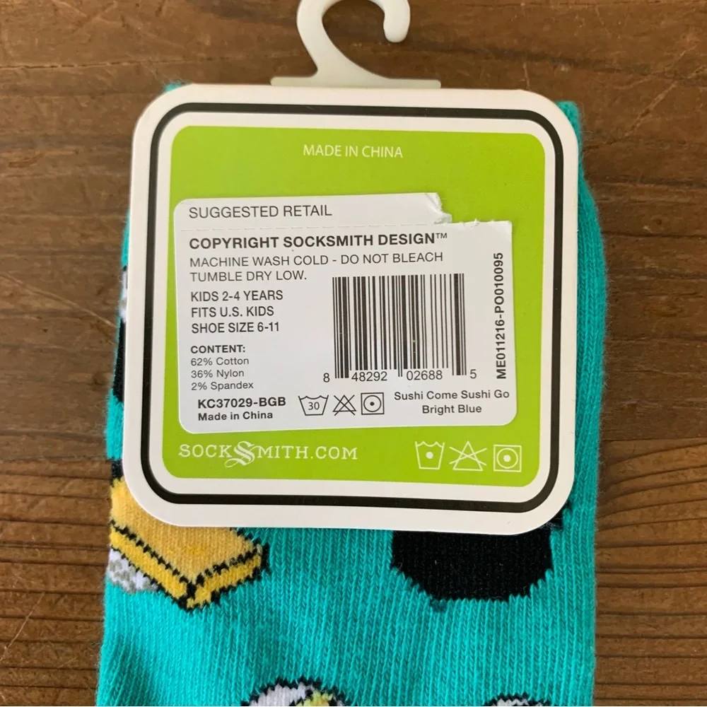 Kids Sushi Socks Stocking Stuffer Funny 2-4 years 6-11 Shoe Unisex NWT